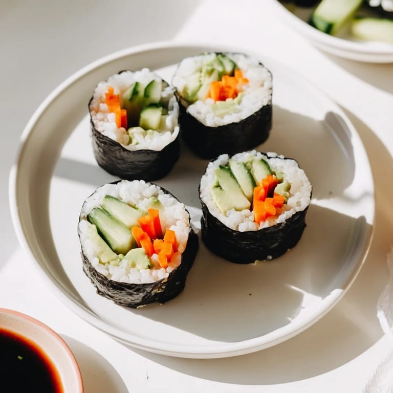 These homemade avocado cucumber sushi rolls are loaded with fresh ingredients, perfect for any occasion.