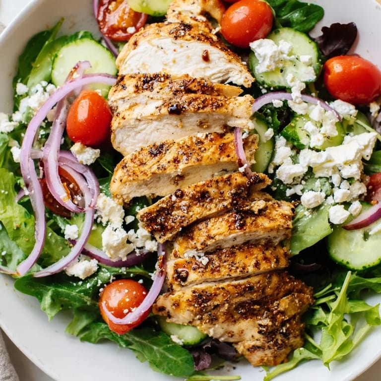 Imagine a satisfying Quick Pan-Seared Chicken Salad, tender chicken beside a crisp, dressed salad for lunch.