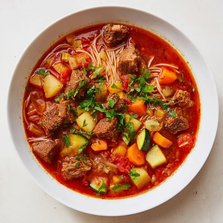Rich and savory Algerian Chorba, with tender lamb and vermicelli, perfect for a cozy dinner.