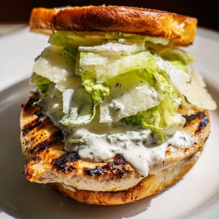 Grilled chicken, romaine lettuce, and tangy Caesar dressing make this Caesar Chicken Sandwich a perfect meal.