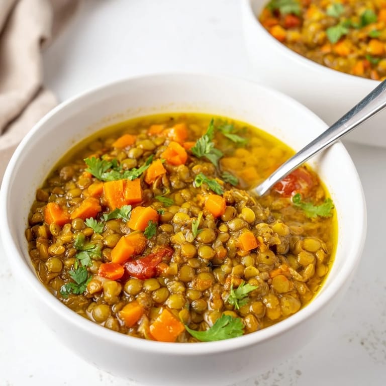 Steaming Mung Bean Soup in a pot with carrots and spices, ready to serve.