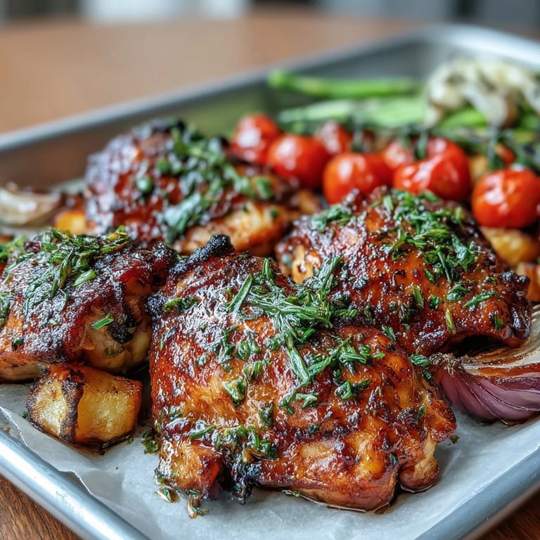 Spring Dinner Sheet Pan Chicken with Zucchini and Cherry Tomatoes, a bright, aromatic dish with fresh herbs and lemon, perfect for a quick weeknight meal.