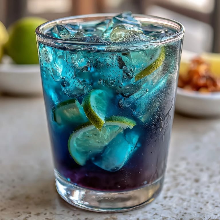 Butterfly pea flower lemonade transforms from blue to purple when citrus is added, perfect for summer parties.