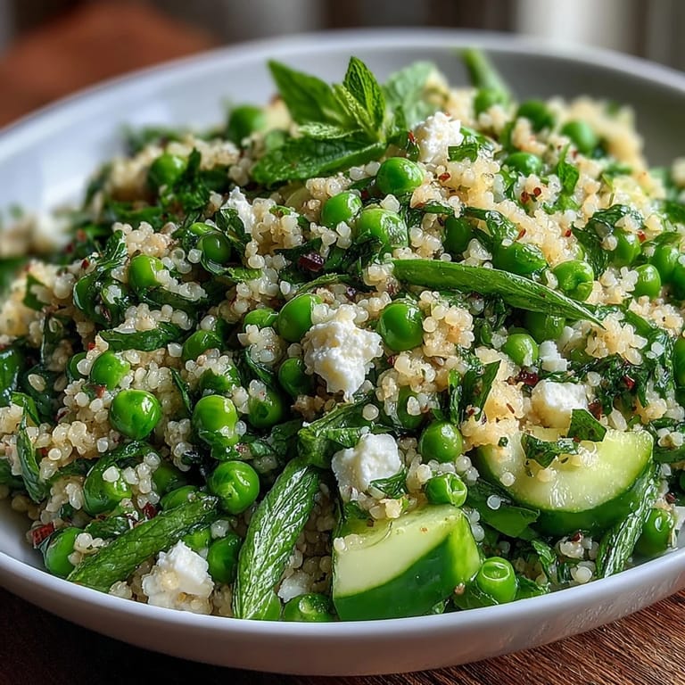 A refreshing spring pea and mint couscous salad, perfect for Easter or light vegetarian meals.