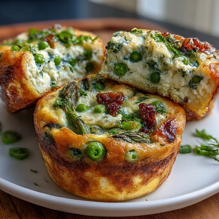 Baked mini frittatas featuring tender vegetables and creamy cheese, perfect for breakfast or snacks.