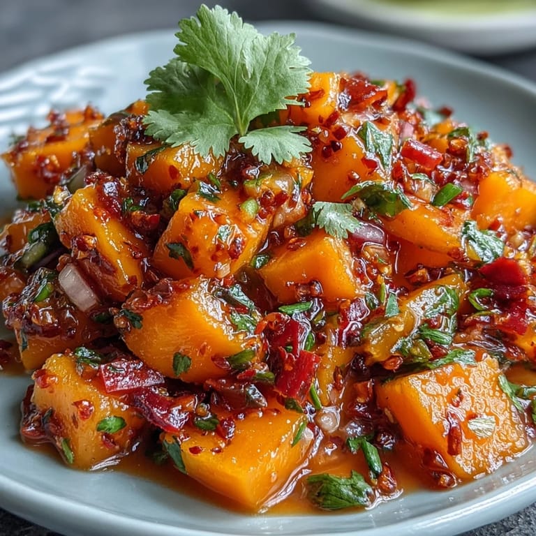 Vibrant mango habanero salsa featuring ripe mango, fiery habanero peppers, and fresh cilantro, ideal for tacos or grilled chicken.  