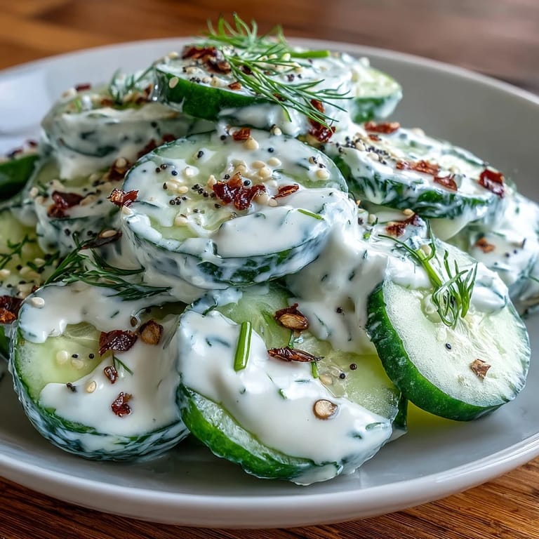 Creamy TikTok Cucumber Salad bursting with savory everything bagel flavor.