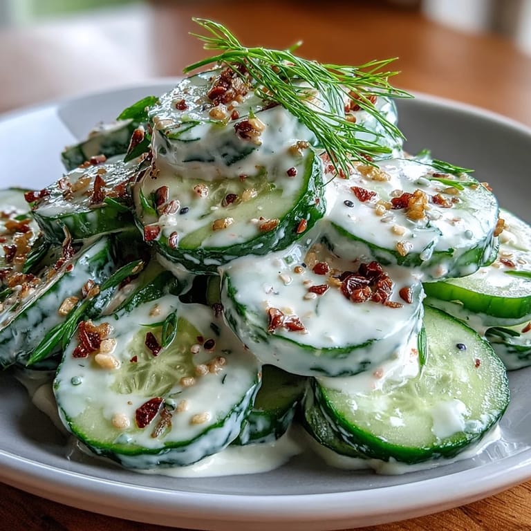Vibrant TikTok Cucumber Salad, perfectly chilled with a tangy dressing.
