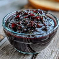 A glass jar of homemade Black Currant Vinaigrette sits beside fresh salad greens and a sliced shallot.