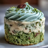Vibrant mini matcha birthday cake, frosted and ready for a messy smash celebration.